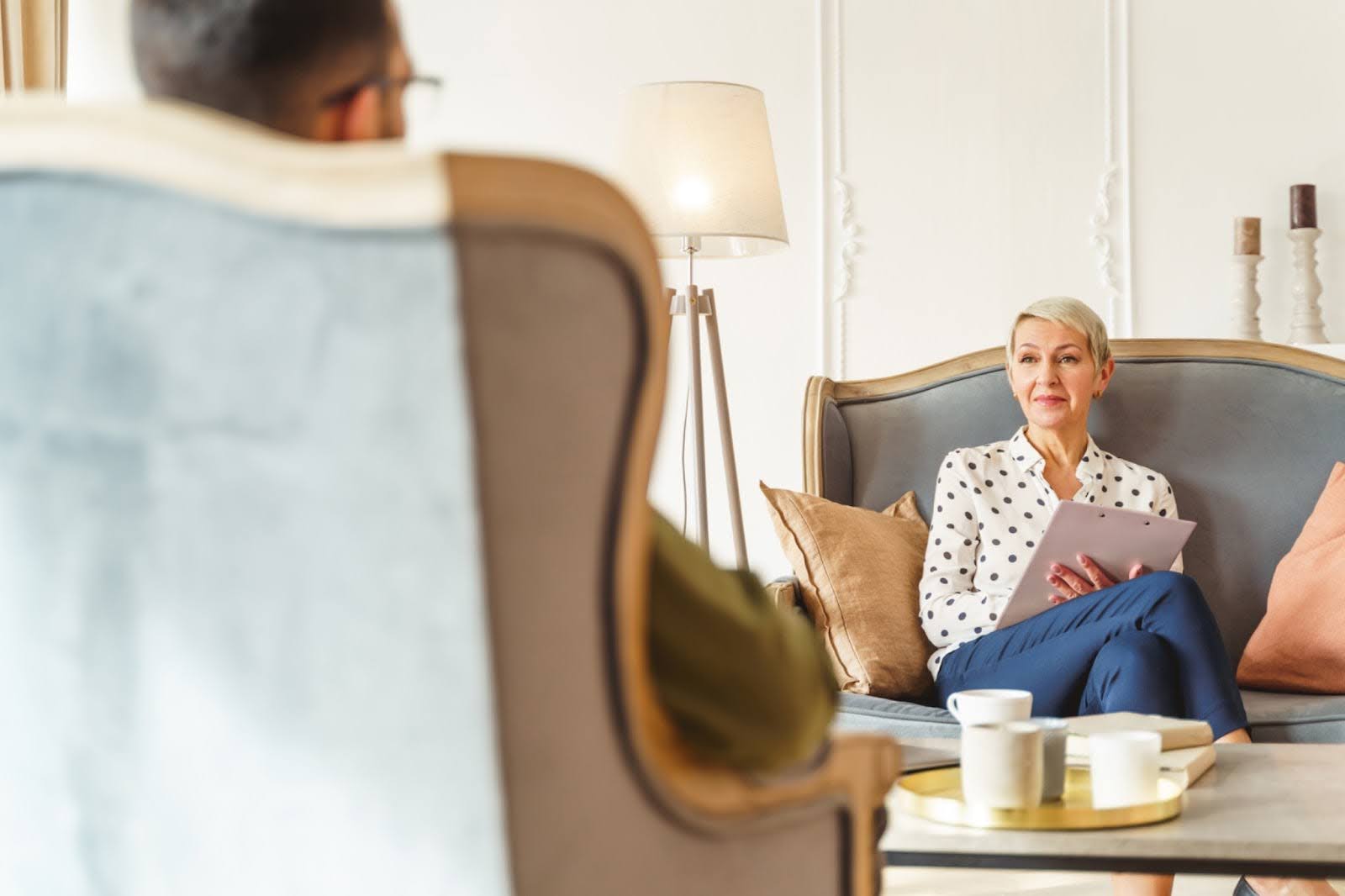 A therapist engaging in a session